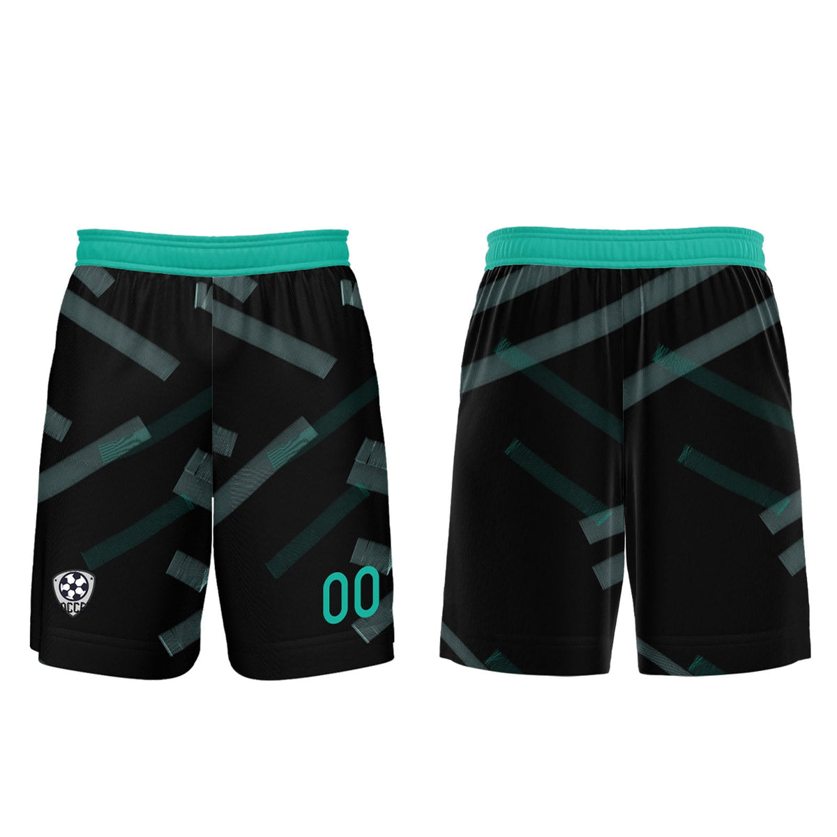 Conjunto personalizado de camiseta de fútbol negra y verde oscuro para niños y adultos