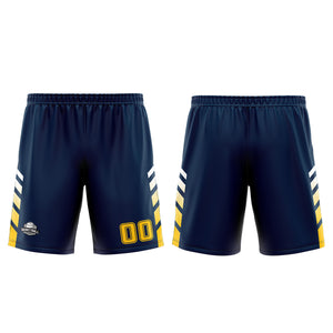 Uniforme de baloncesto personalizado azul marino y amarillo con tu logotipo-nombre y número impresos