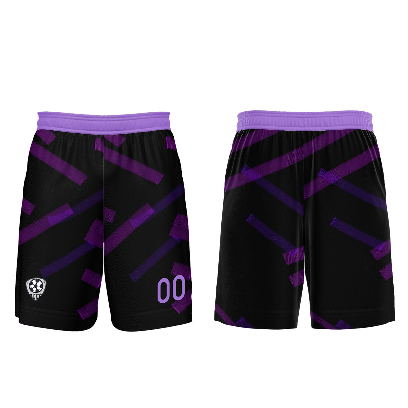 Conjunto personalizado de camiseta de fútbol negra y morada para niños y adultos