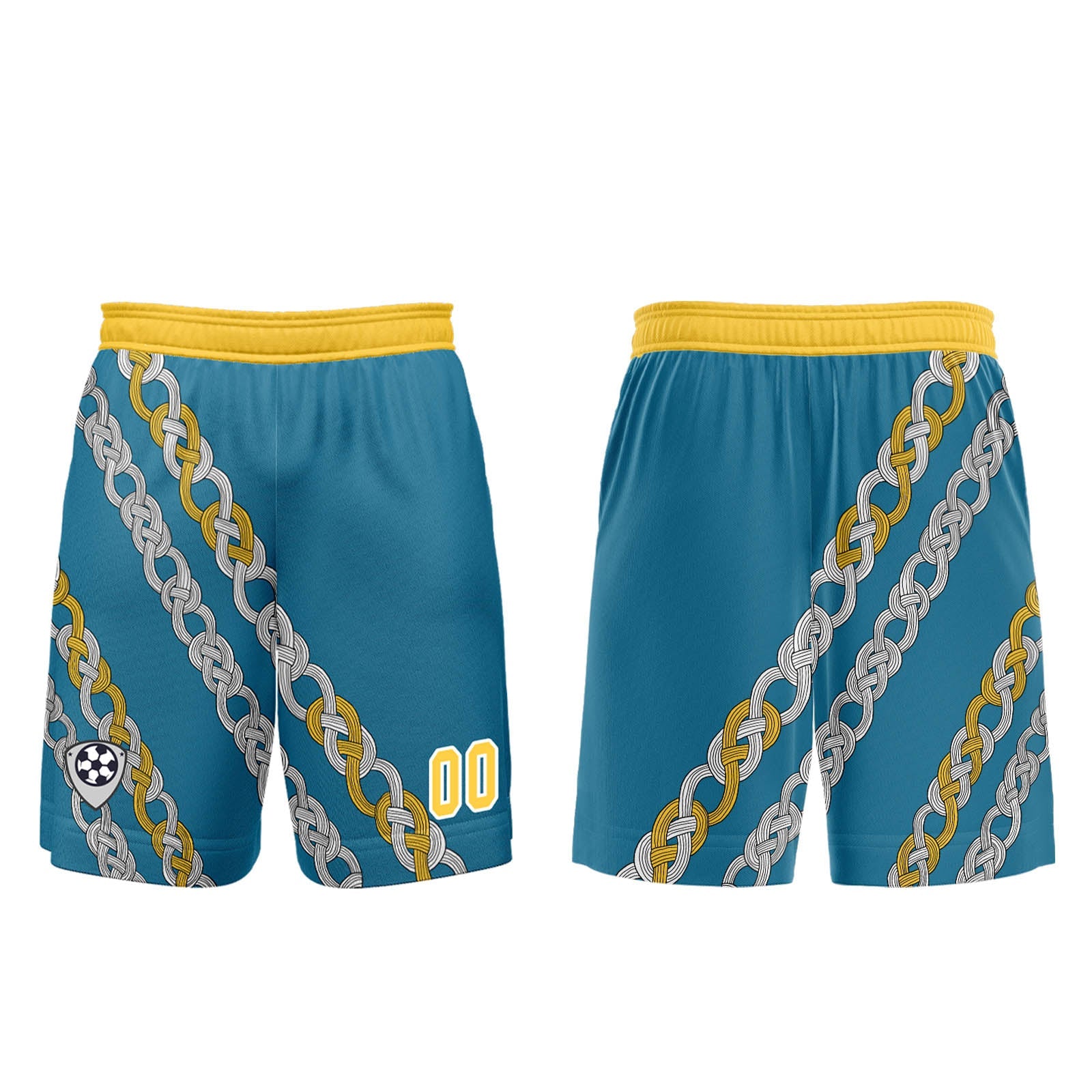 Conjunto personalizado de camiseta de uniforme azul y amarillo para niños y adultos