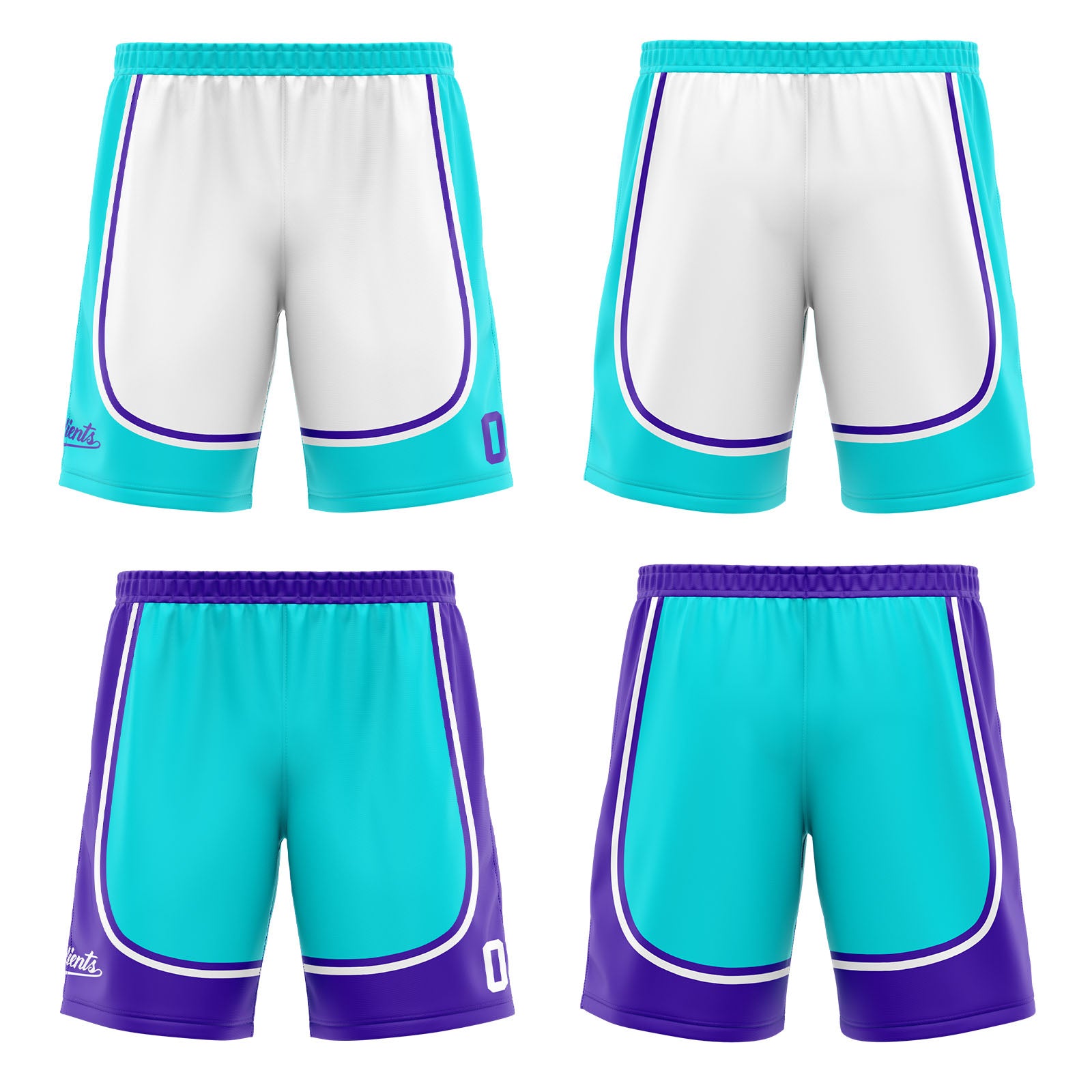 Traje de baloncesto reversible azul claro y morado personalizado para adultos y niños