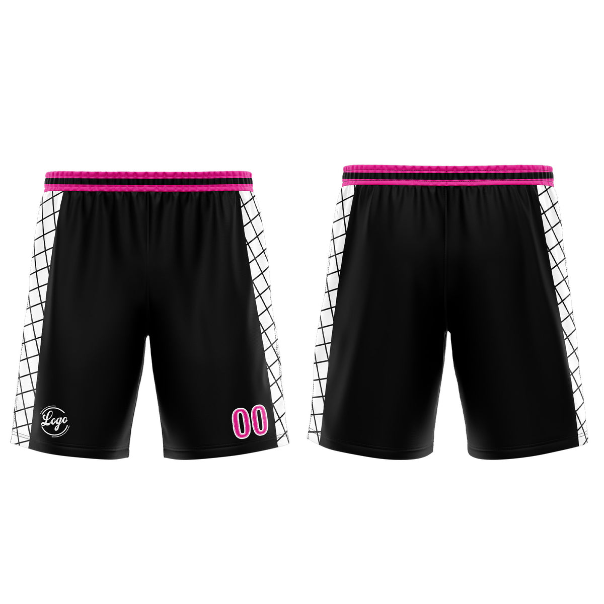 Uniforme de baloncesto personalizado en negro y rosa con tu logotipo-nombre y número impresos