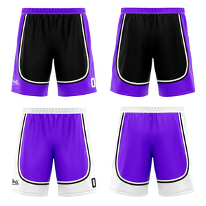 Traje de baloncesto reversible negro y morado personalizado para adultos y niños