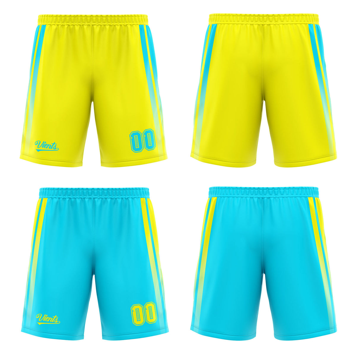 Traje de baloncesto reversible personalizado amarillo claro y azul claro para adultos y niños