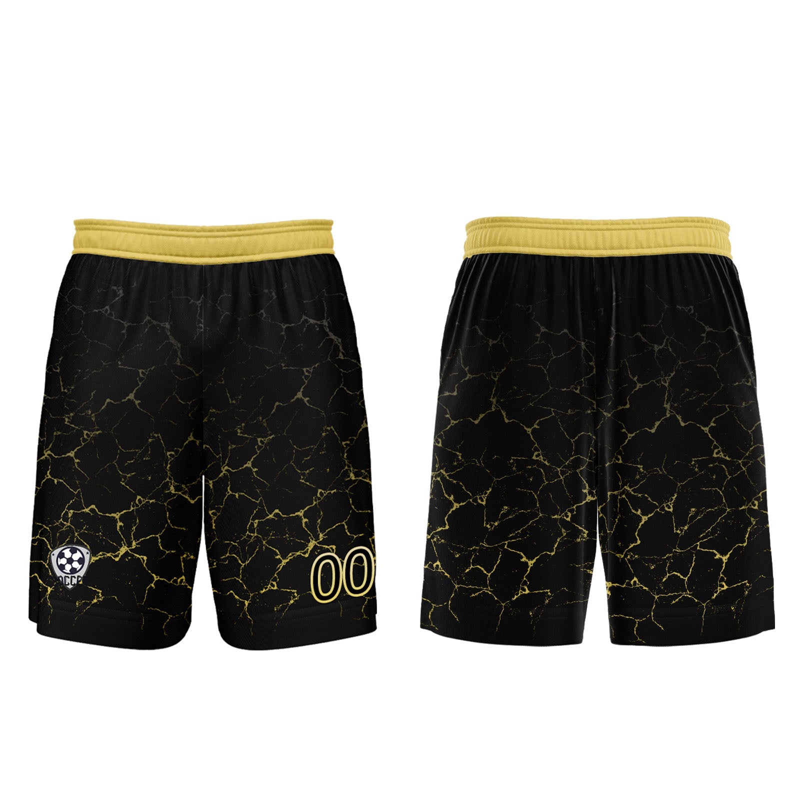 Conjunto personalizado de camiseta de fútbol negra y amarilla para niños y adultos