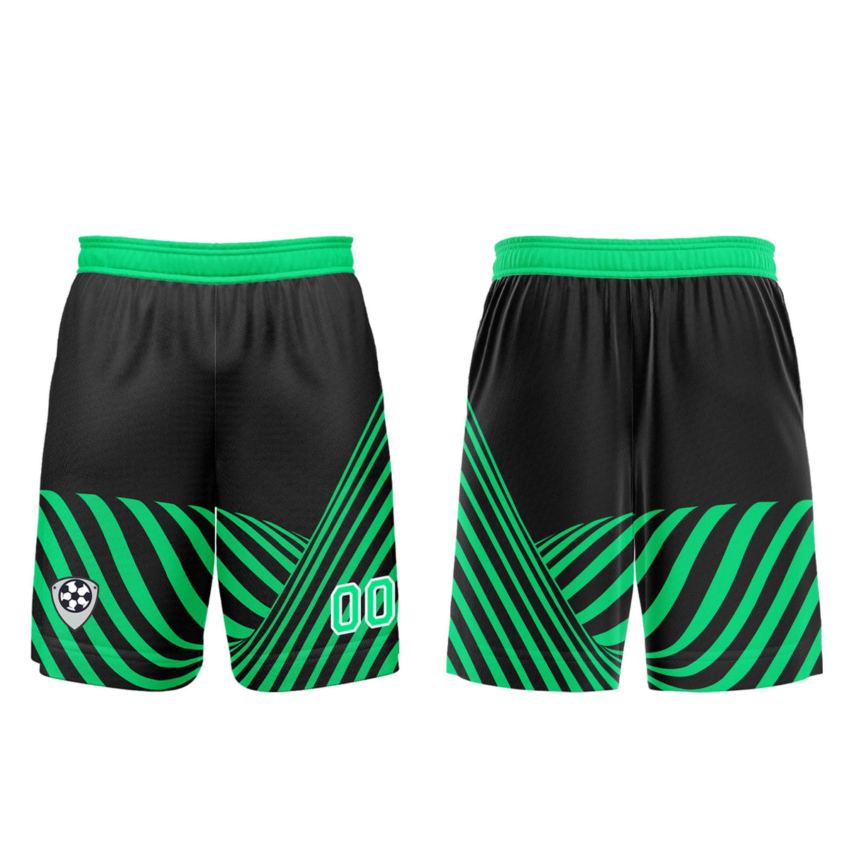 Conjunto personalizado de camiseta de uniforme negra y verde para niños y adultos
