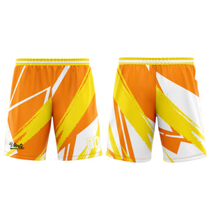 Uniforme de baloncesto personalizado de color naranja y amarillo con tu logotipo-nombre y número impresos