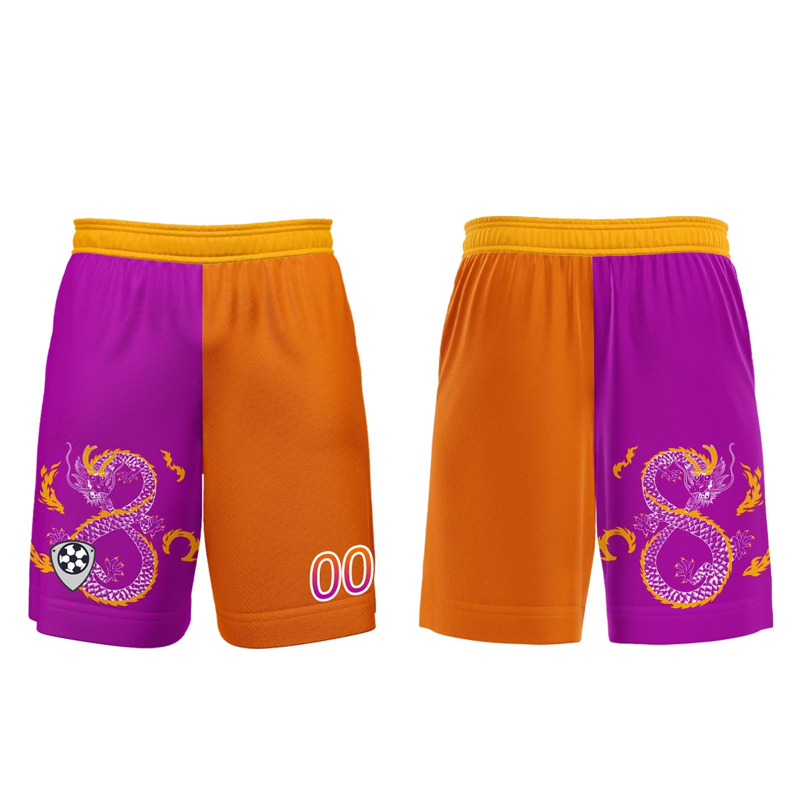 Conjunto personalizado de camiseta de uniforme morado y naranja para niños y adultos