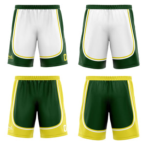 Traje de baloncesto reversible personalizado en verde y amarillo apagado para adultos y niños