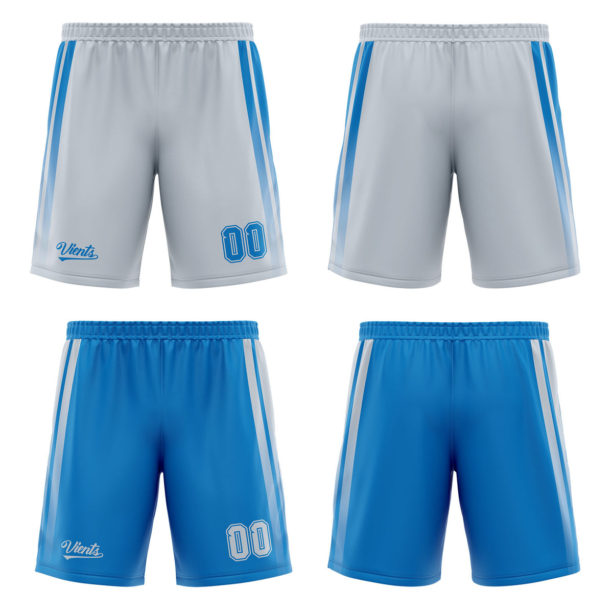 Traje de baloncesto reversible azul grisáceo personalizado para adultos y niños