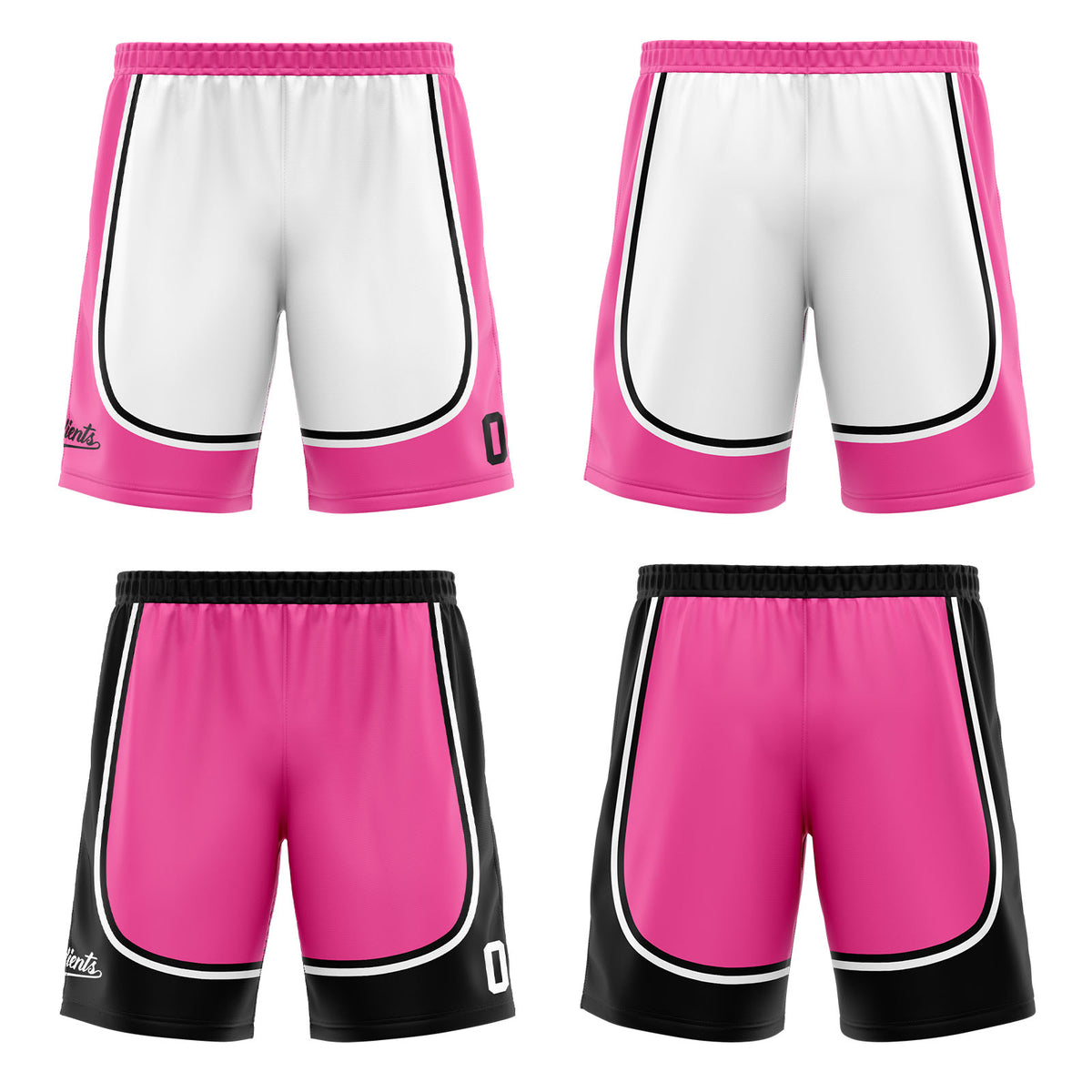 Traje de baloncesto reversible negro y rosa personalizado para adultos y niños