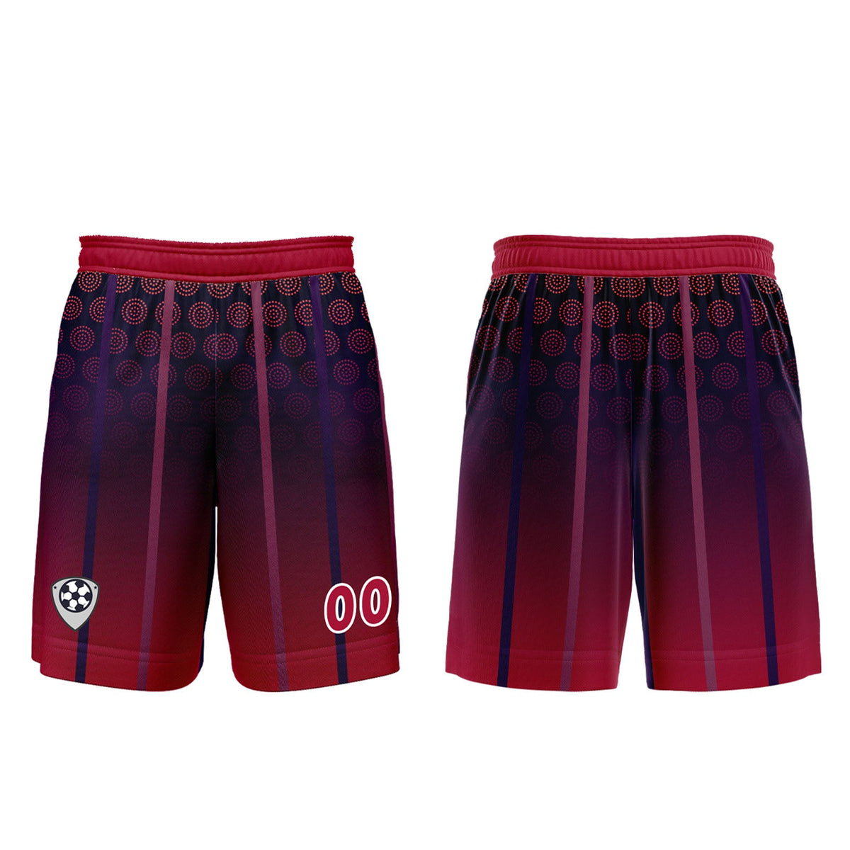 Conjunto personalizado de camiseta de uniforme rojo y morado para niños y adultos