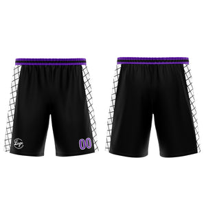 Uniforme de baloncesto personalizado en negro y morado con tu logotipo-nombre y número impresos