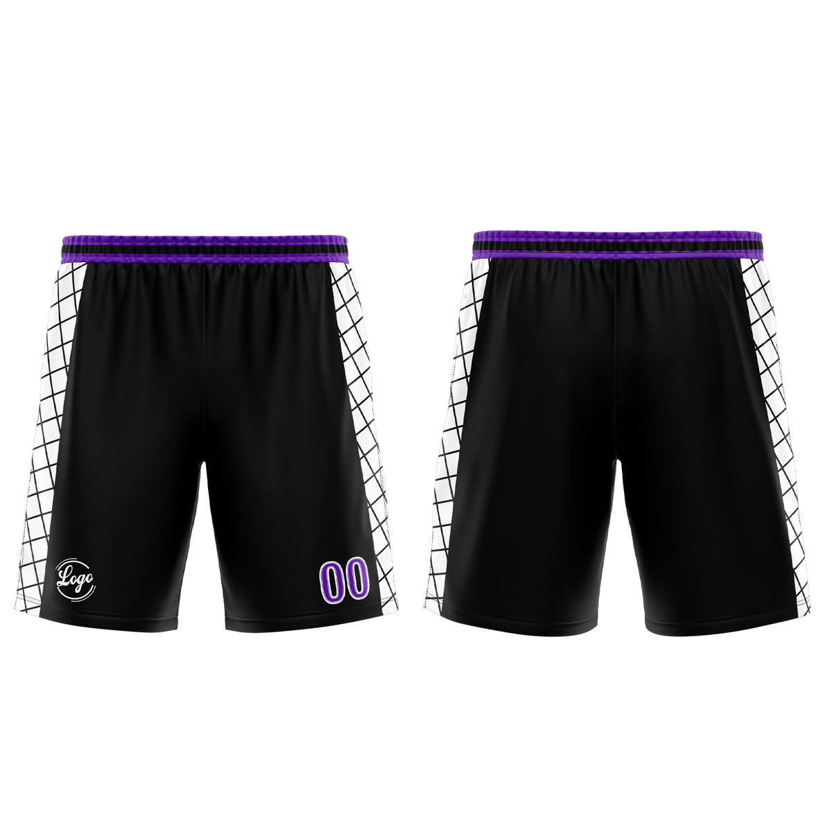 Uniforme de baloncesto personalizado en negro y morado con tu logotipo-nombre y número impresos
