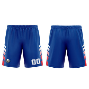Uniforme de baloncesto personalizado azul y rojo con tu logotipo-nombre y número impresos