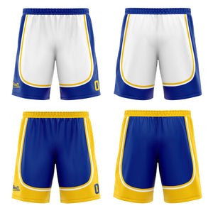 Traje de baloncesto reversible azul y amarillo personalizado para adultos y niños