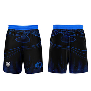 Conjunto personalizado de camiseta de fútbol negra y azul para niños y adultos