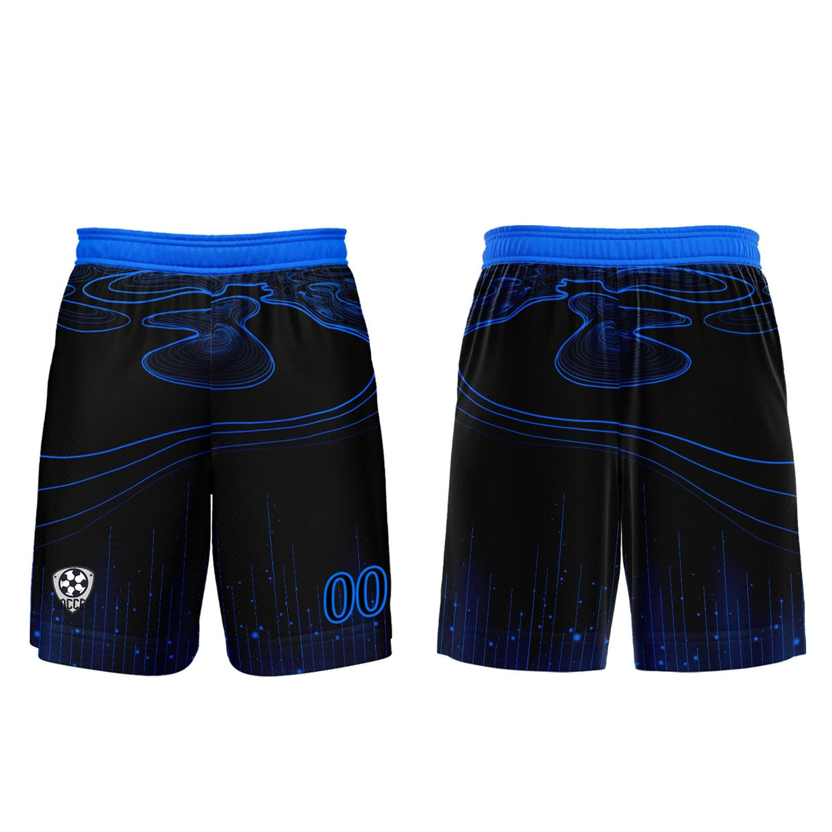 Conjunto personalizado de camiseta de fútbol negra y azul para niños y adultos