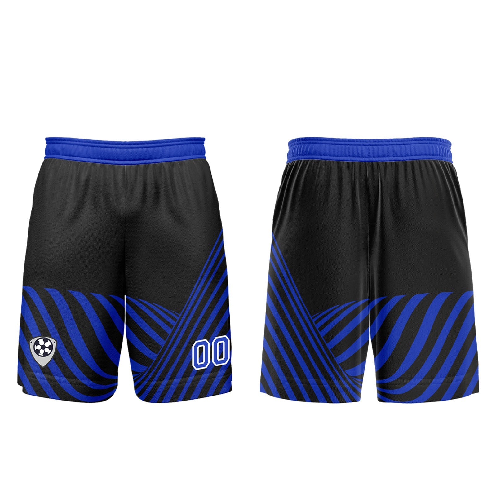 Conjunto personalizado de camiseta de uniforme negra y azul para niños y adultos