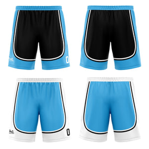 Traje de baloncesto reversible negro y azul personalizado para adultos y niños