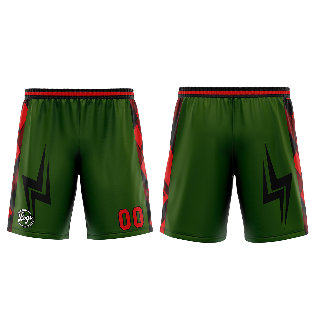 Uniforme de baloncesto personalizado verde y rojo con tu logotipo-nombre y número impresos
