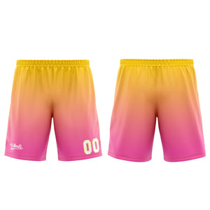 Uniforme de baloncesto rosa y amarillo personalizado con tu logotipo-nombre y número impresos