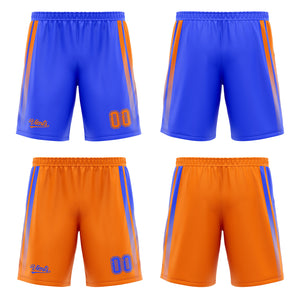 Traje de baloncesto reversible azul y naranja personalizado para adultos y niños