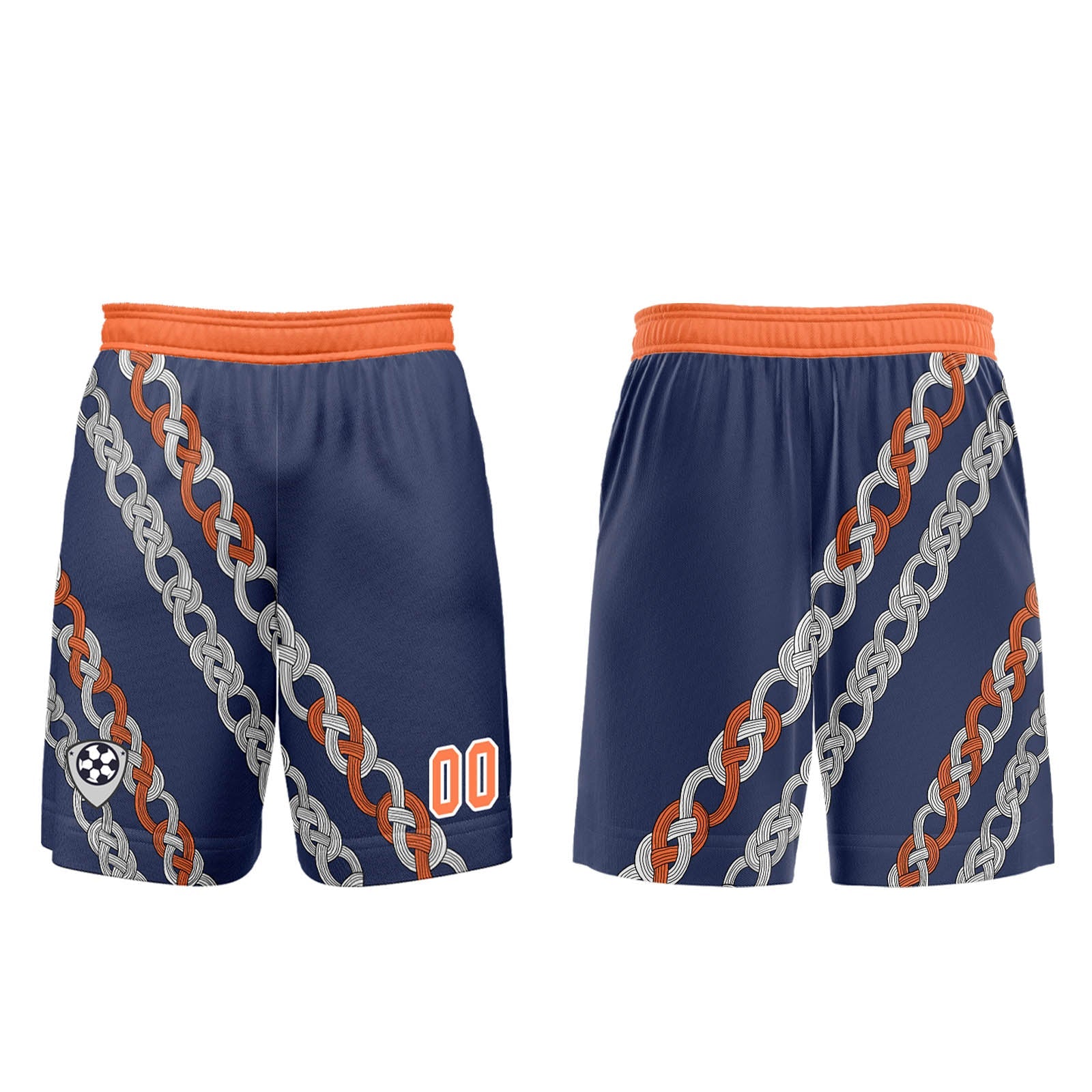 Conjunto personalizado de camiseta de uniforme azul y naranja para niños y adultos