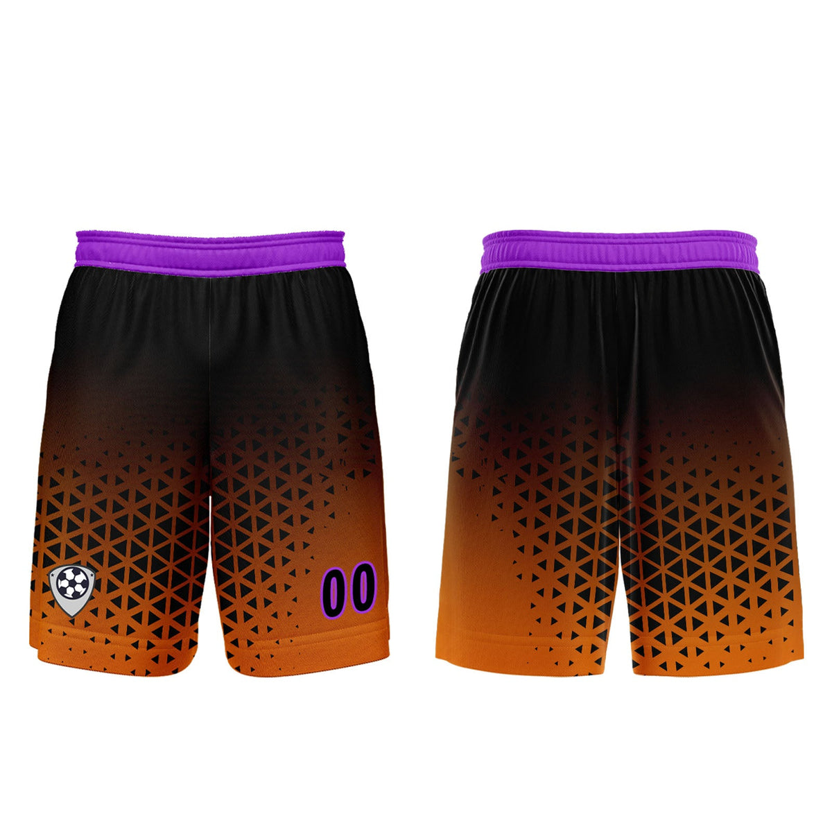 Conjunto personalizado de camiseta de uniforme naranja y morado para niños y adultos