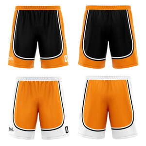 Traje de baloncesto reversible negro y naranja personalizado para adultos y niños