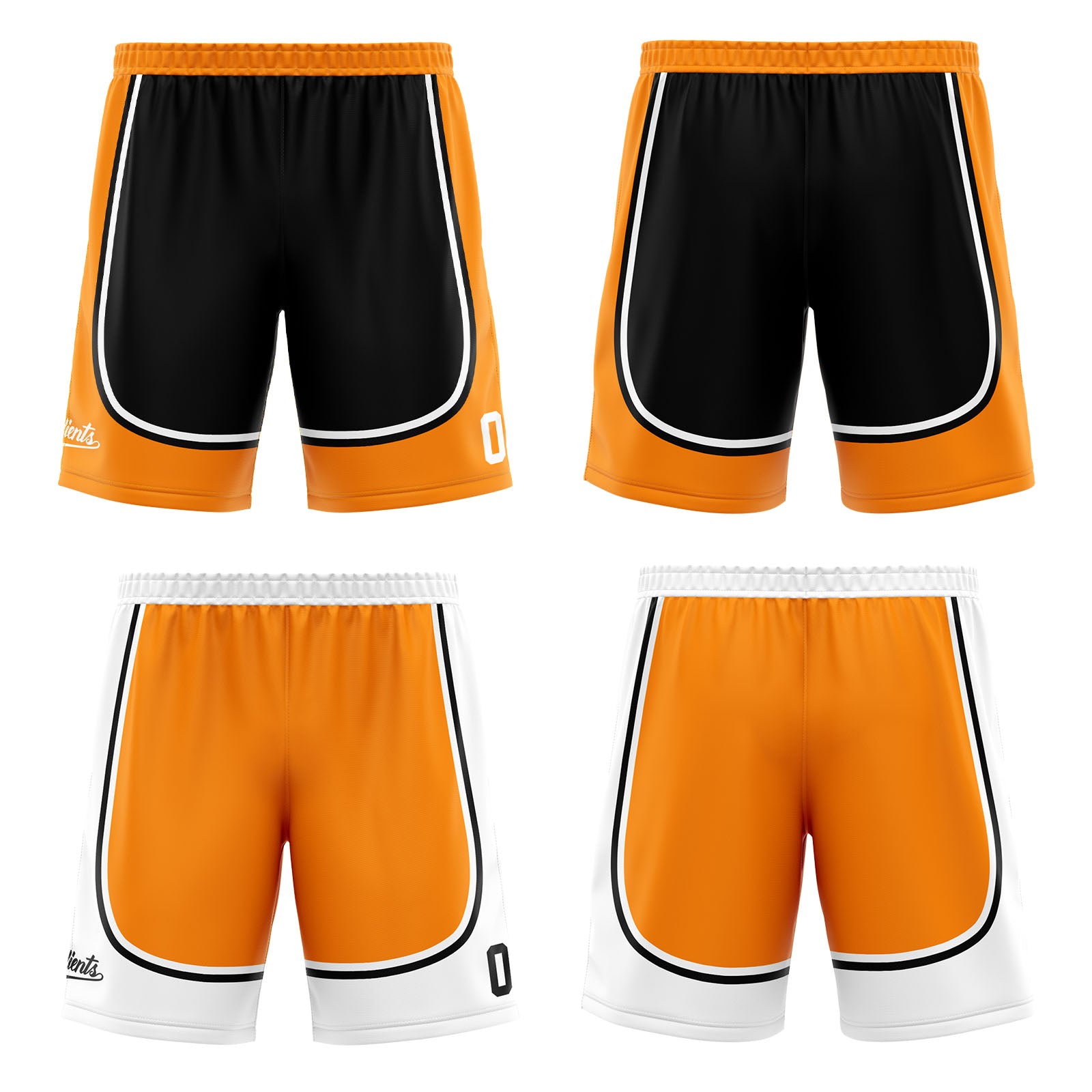 Traje de baloncesto reversible negro y naranja personalizado para adultos y niños