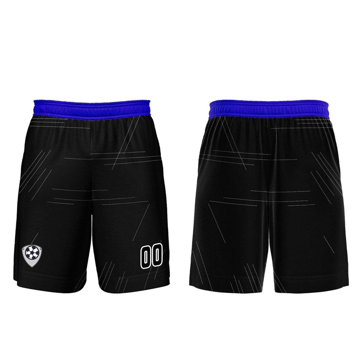 Conjunto personalizado de camiseta de uniforme negra y azul para niños y adultos