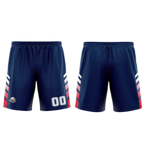 Uniforme de baloncesto personalizado azul marino y rojo con tu logotipo-nombre y número impresos