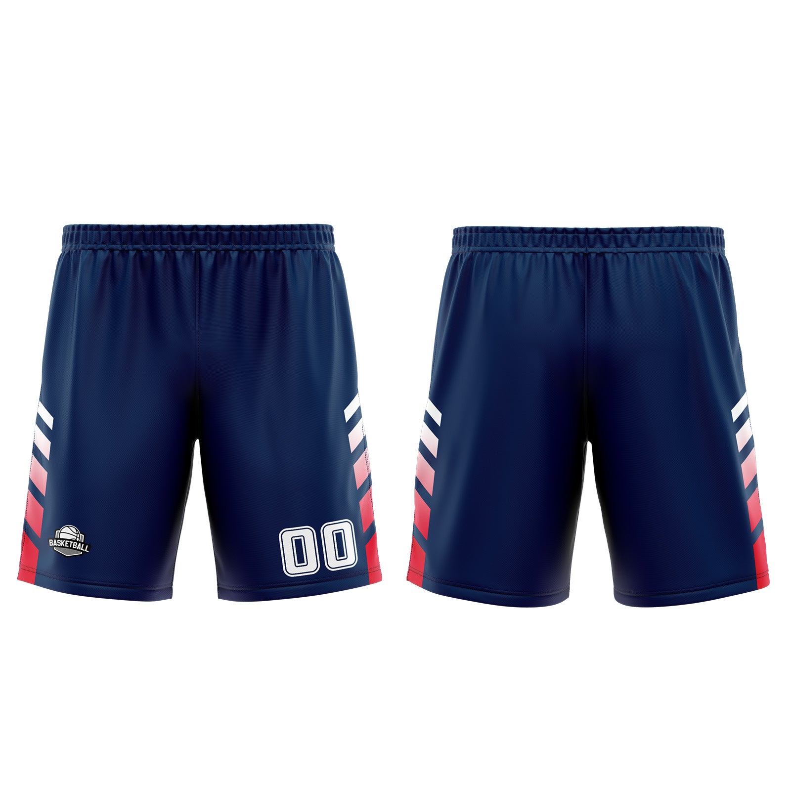 Uniforme de baloncesto personalizado azul marino y rojo con tu logotipo-nombre y número impresos