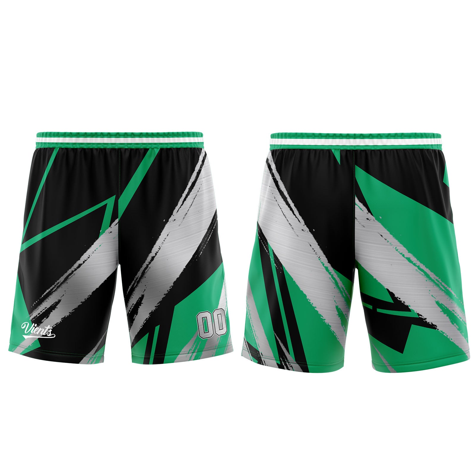 Uniforme de baloncesto personalizado en negro-verde y gris con tu logotipo-nombre y número impresos
