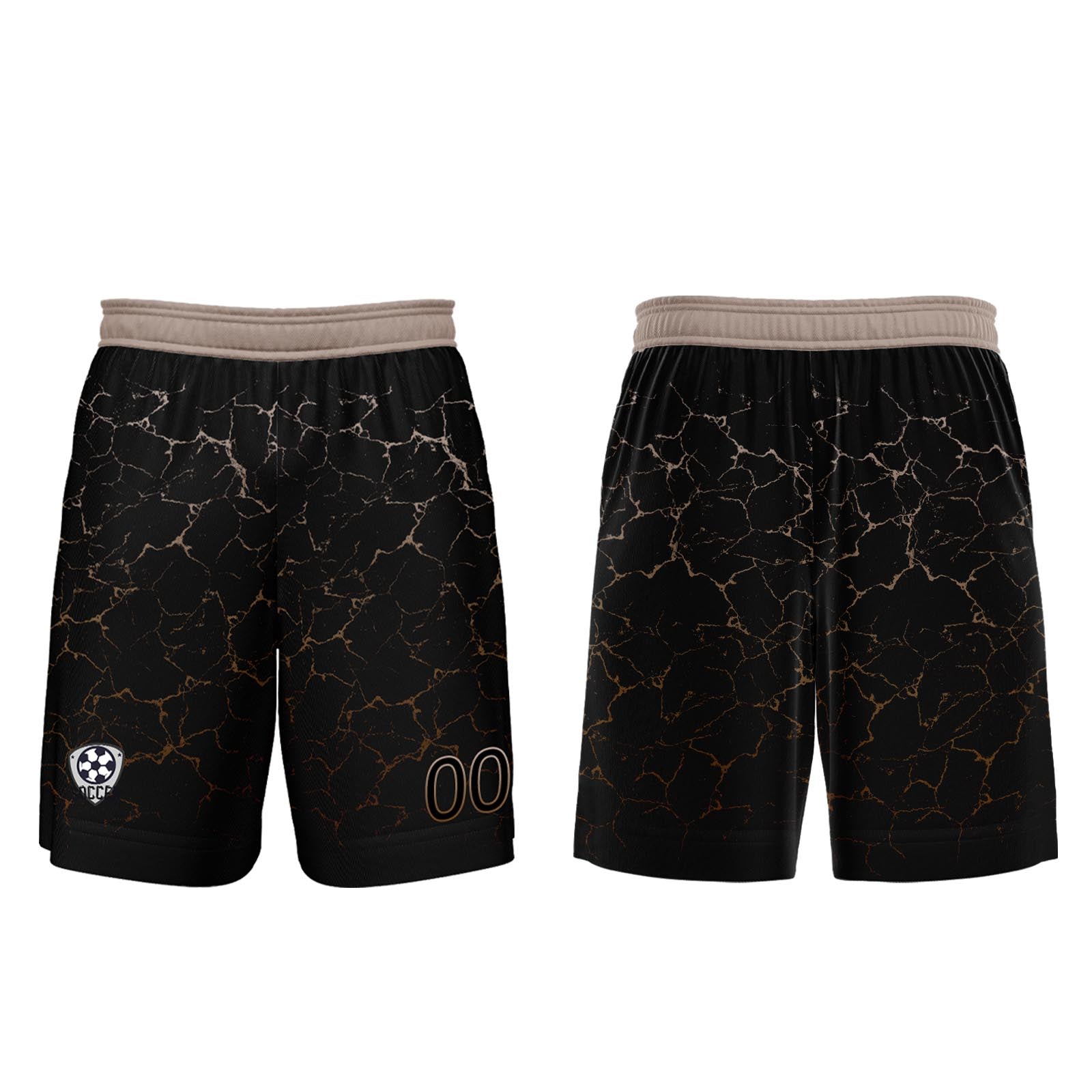 Conjunto personalizado de camiseta de fútbol negra y marrón claro para niños y adultos