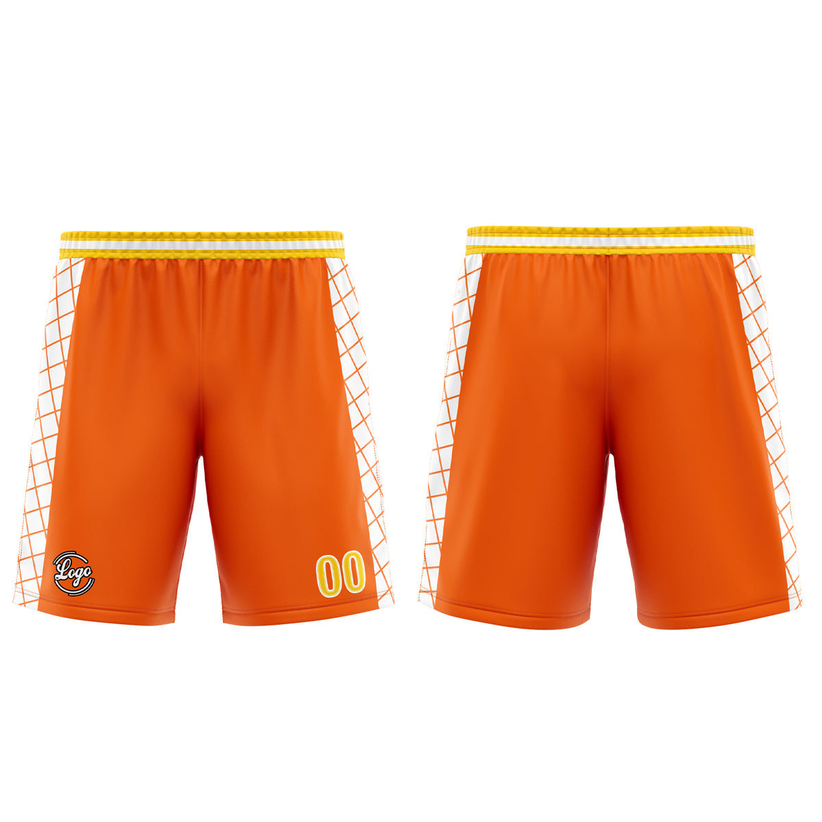 Uniforme de baloncesto personalizado de color naranja y amarillo con tu logotipo-nombre y número impresos