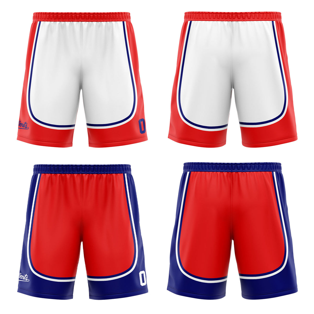 Traje de baloncesto reversible azul y rojo personalizado para adultos y niños