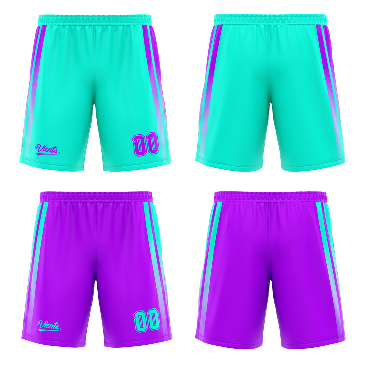 Traje de baloncesto reversible azul claro y morado claro personalizado para adultos y niños