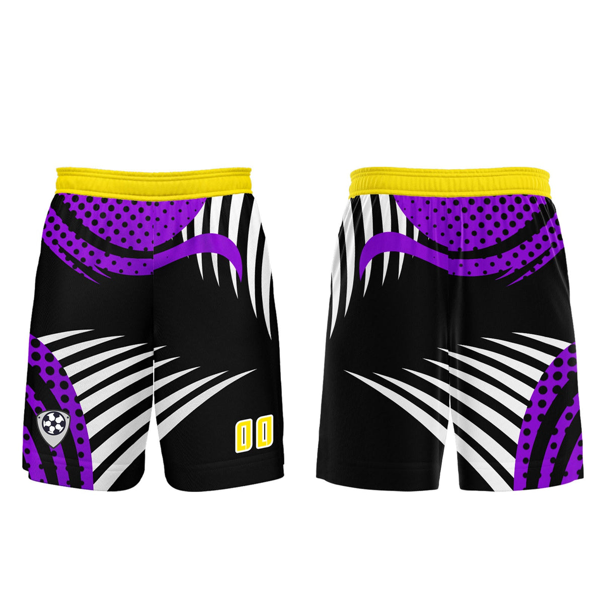 Conjunto personalizado de camiseta de uniforme amarilla y morada para niños y adultos