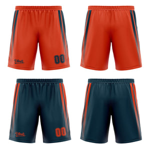 Traje de baloncesto reversible azul marino y naranja personalizado para adultos y niños