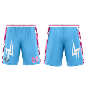 Uniforme de baloncesto personalizado azul y rosa con tu logotipo-nombre y número impresos