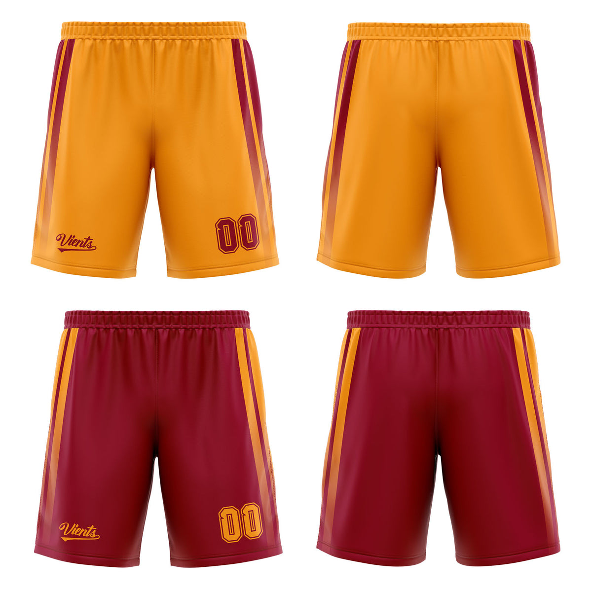 Traje de baloncesto reversible personalizado color burdeos y naranja para adultos y niños