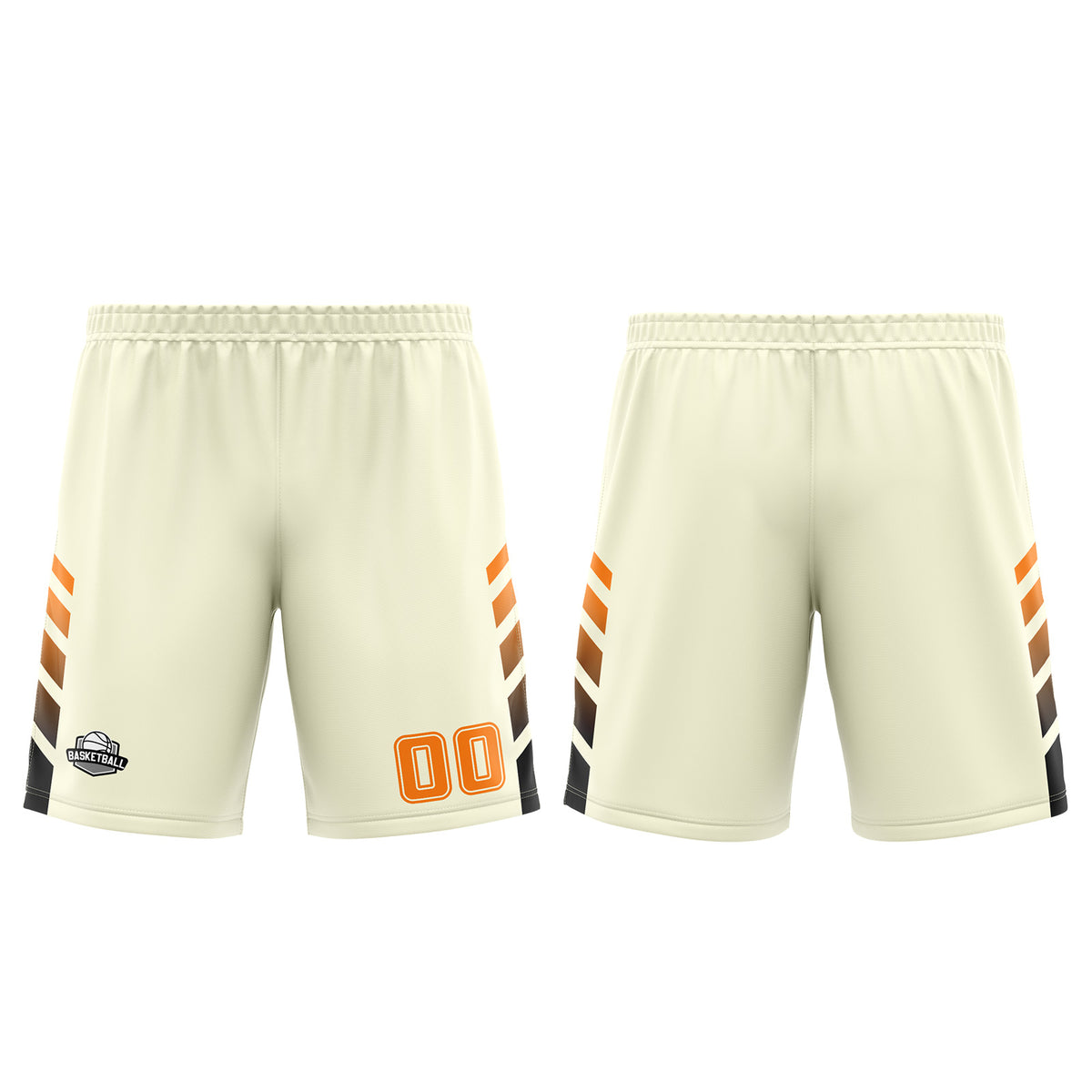 Uniforme de baloncesto personalizado color crema y naranja con tu logotipo-nombre y número impresos