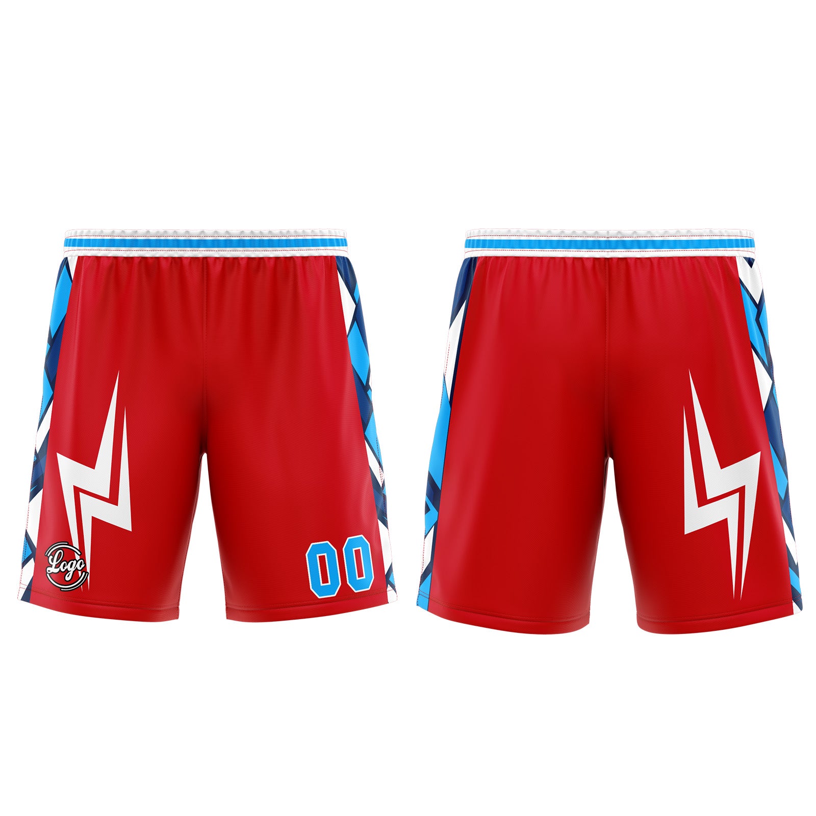 Uniforme de baloncesto personalizado rojo y azul con tu logotipo-nombre y número impresos