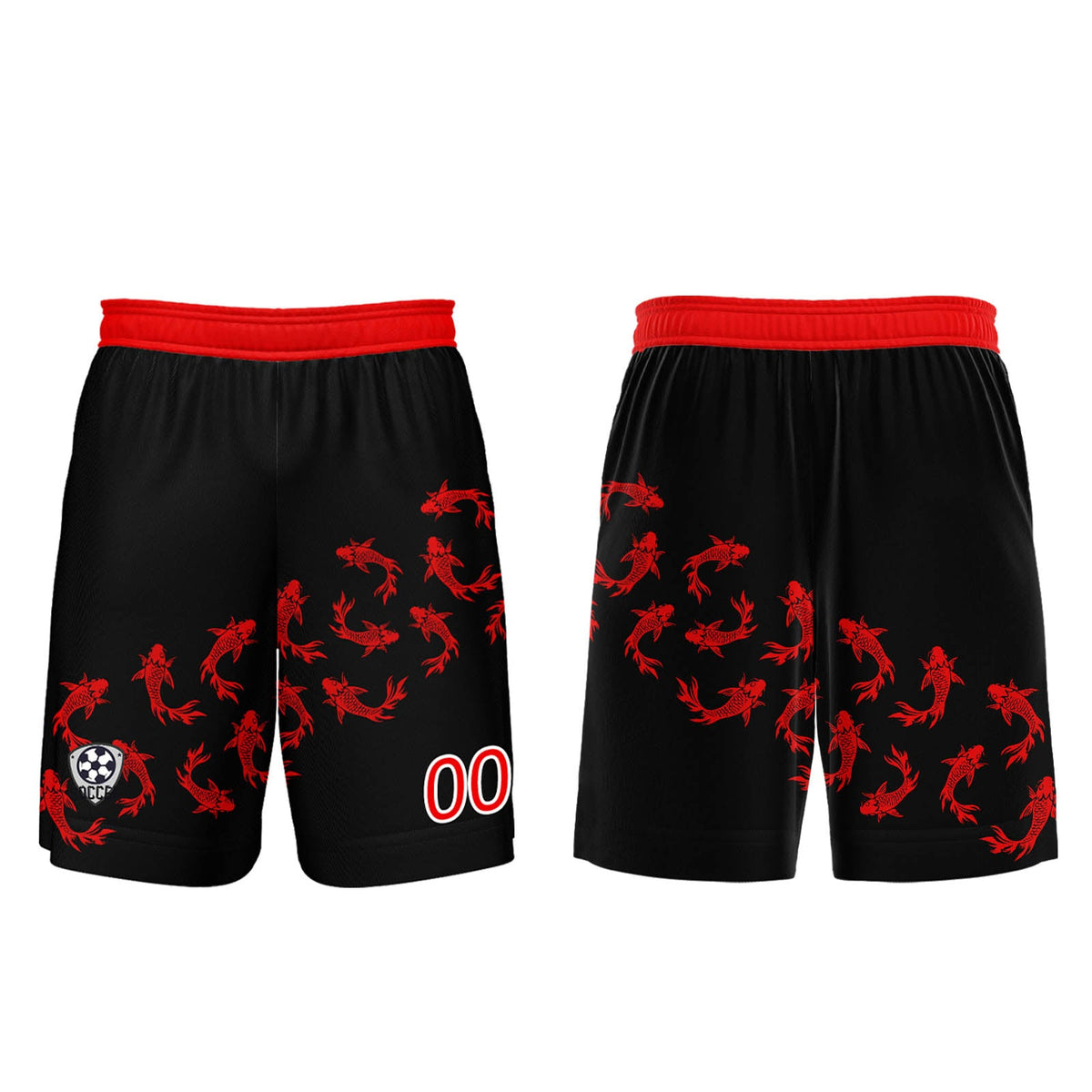 Conjunto personalizado de camiseta de fútbol negra y roja para niños y adultos