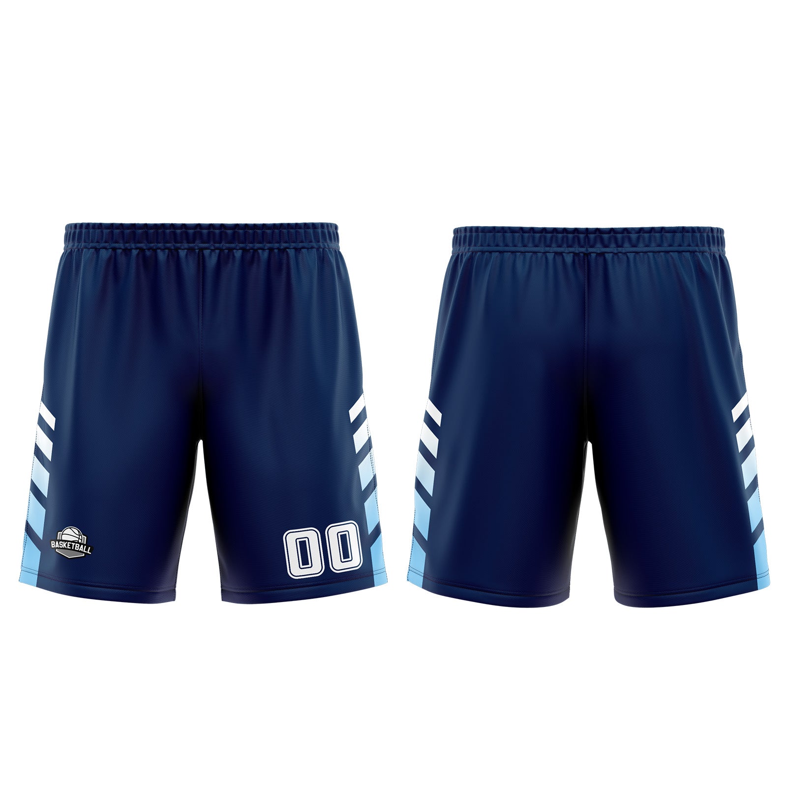 Uniforme de baloncesto personalizado azul marino y blanco con tu logotipo-nombre y número impresos