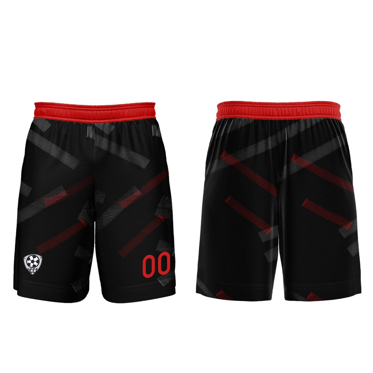 Conjunto personalizado de camiseta de fútbol negra y roja para niños y adultos