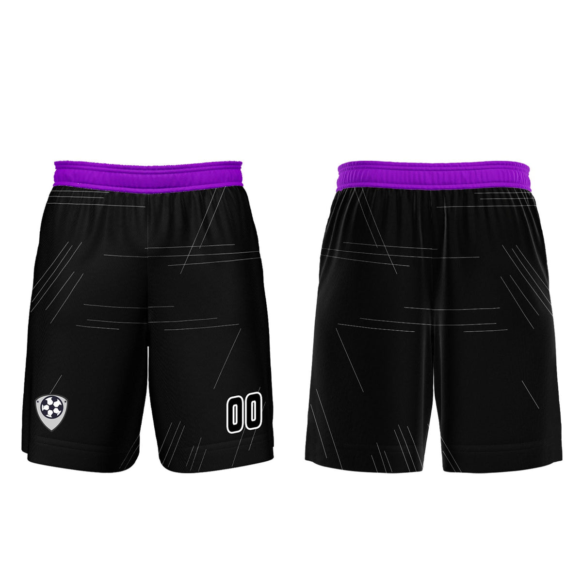Conjunto personalizado de camiseta de uniforme negra y morada para niños y adultos
