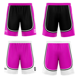 Traje de baloncesto reversible negro y morado claro personalizado para adultos y niños
